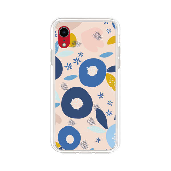 Abstract Floral Pattern with Blue, Pink and Mustard Flowers iPhone XR Case