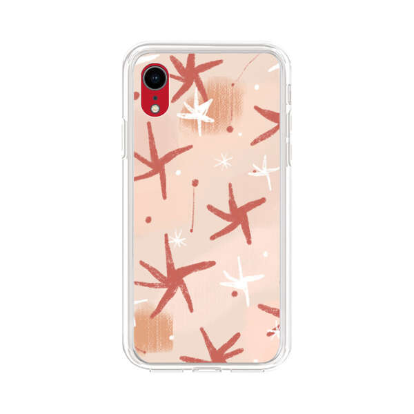 Abstract Star Pattern Red and White on Beige Background iPhone XR Case