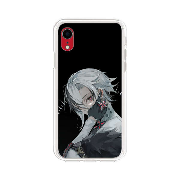 Anime Character with Silver Hair and Dark Feathers iPhone XR Case