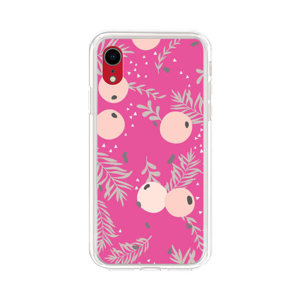 Berries Floral Pattern Pink Background iPhone XR Case