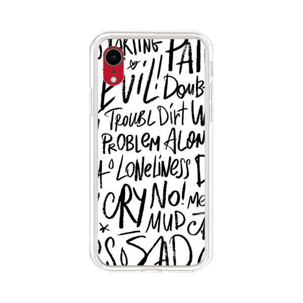 Black and White Negative Words Pattern iPhone XR Case