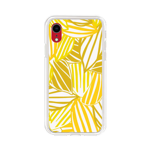Bright Yellow Striped Tropical Leaves Pattern iPhone XR Case