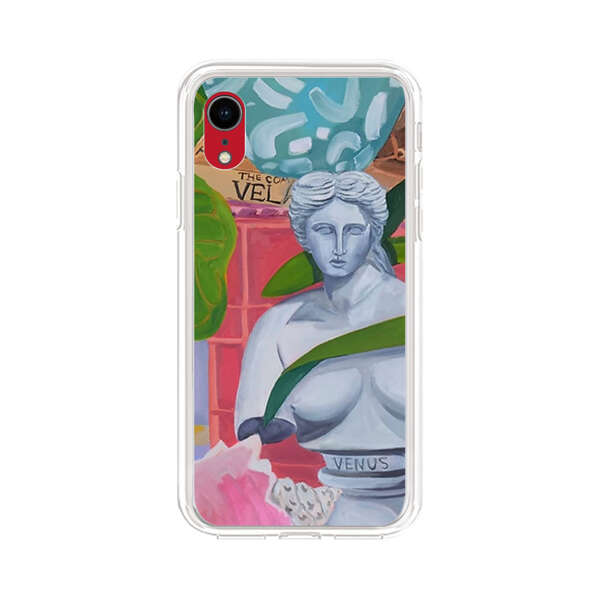 Classical Venus Bust with Green Leaves and Vibrant Vases iPhone XR Case