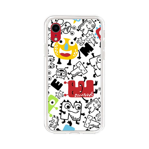 Colorful Cartoon Monsters Letters Pattern iPhone XR Case