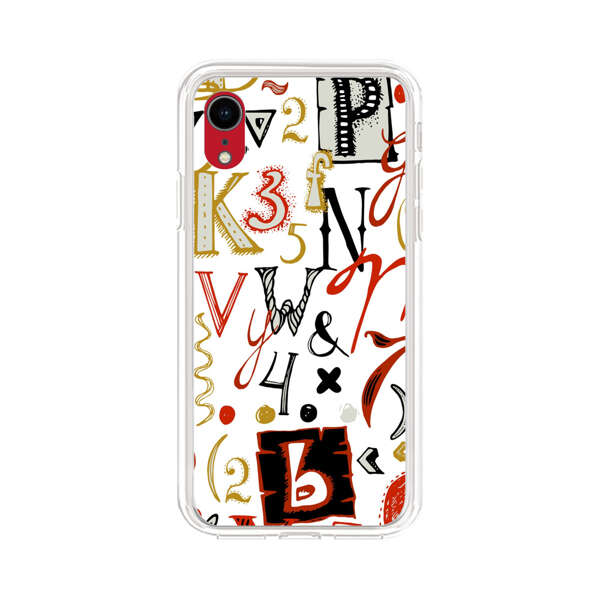 Colorful Hand Drawn Letters and Numbers Pattern iPhone XR Case