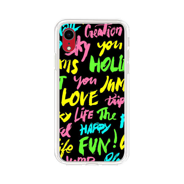 Colorful Positive Motivational Words Pattern iPhone XR Case