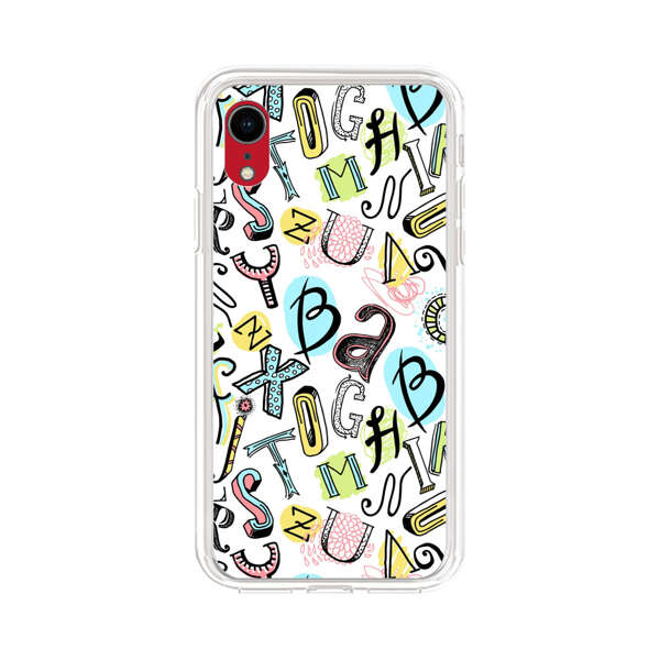 Colorful Scattered Alphabet Letters Pattern iPhone XR Case