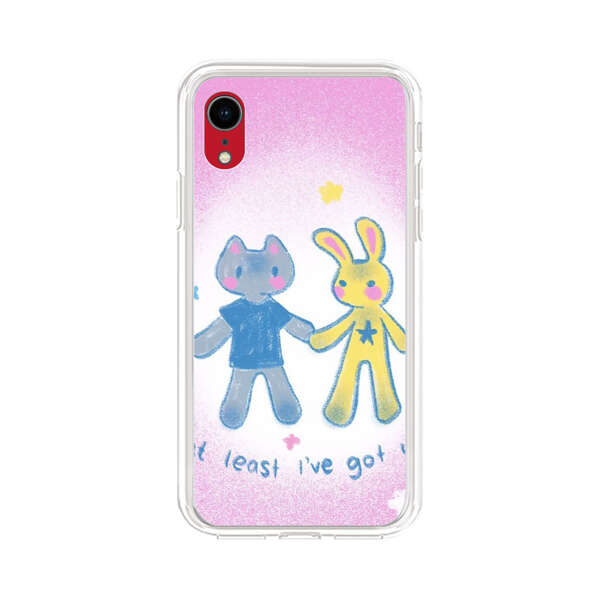 Cute Cat and Rabbit Holding Hands iPhone XR Case