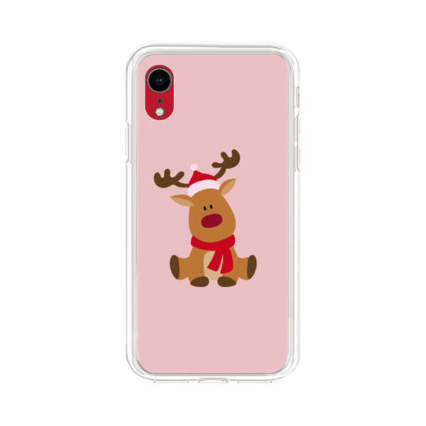 Cute Reindeer with Santa Hat and Red Scarf iPhone XR Case
