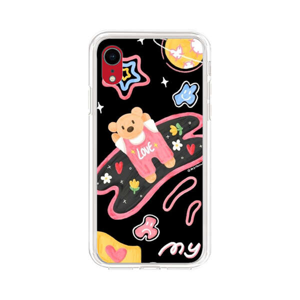 Cute Teddy Bear Love Space Design iPhone XR Case
