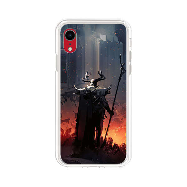 Dark Fantasy Warrior with Horned Helmet iPhone XR Case