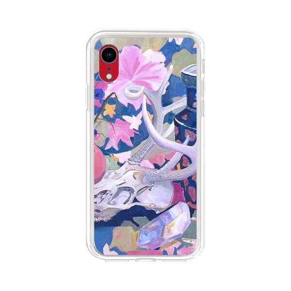 Floral Ornate Vases with Antlers Skull and Crystal iPhone XR Case