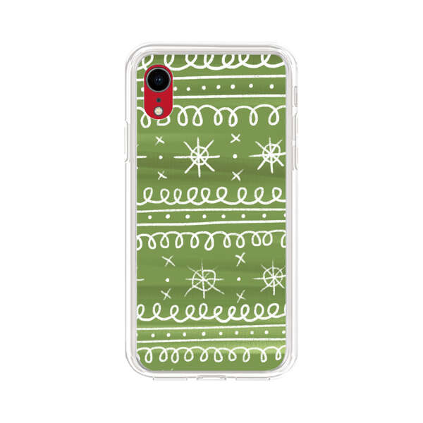 Green White Stars Loop Pattern iPhone XR Case