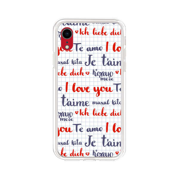 Love Message Multilingual Pattern iPhone XR Case