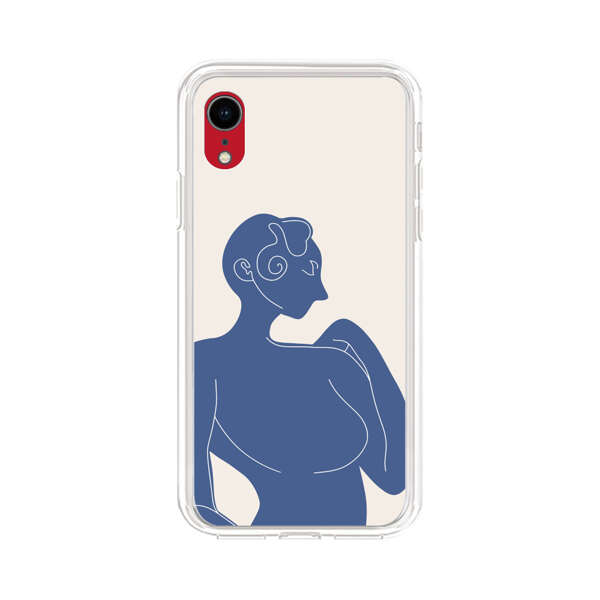 Minimalistic Abstract Female Silhouette Blue iPhone XR Case