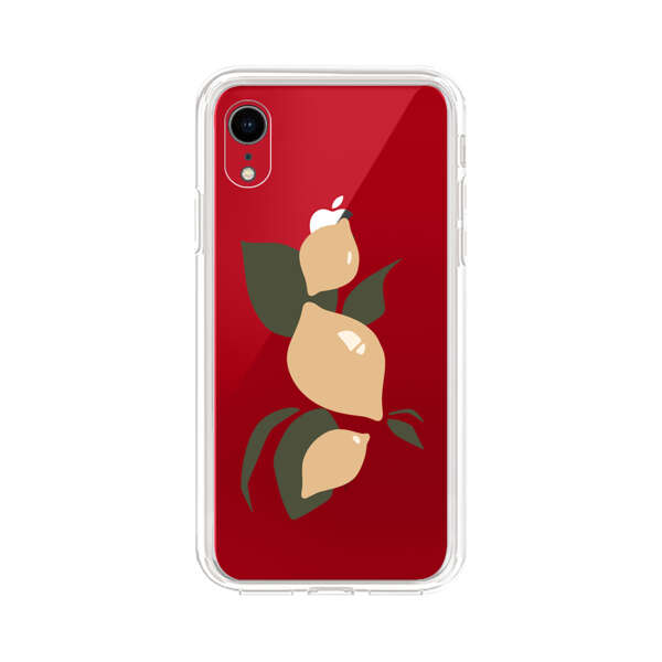Minimalistic Beige Lemons with Green Leaves iPhone XR Case