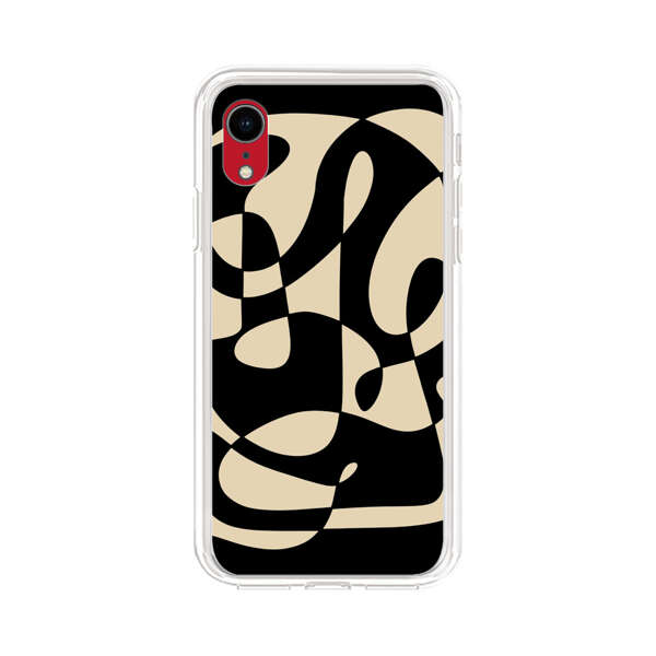 Modern Abstract Beige and Black Geometry iPhone XR Case