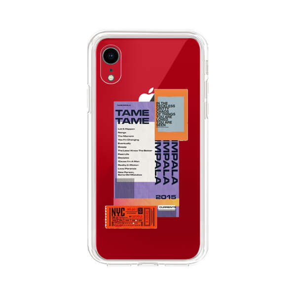 Modern Graphic Collage with Typography and Ticket Elements iPhone XR Case