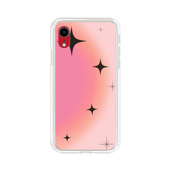 Pink Peach Gradient with Black Stars iPhone XR Case