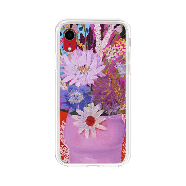 Vibrant Floral Bouquet in Pink Vase iPhone XR Case