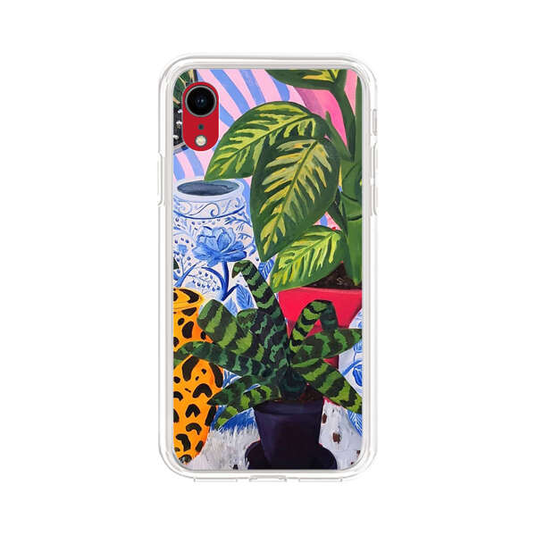 Vibrant Tropical Plants and Decorative Vases iPhone XR Case