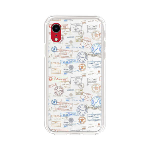 Vintage Passport Stamps Pattern iPhone XR Case
