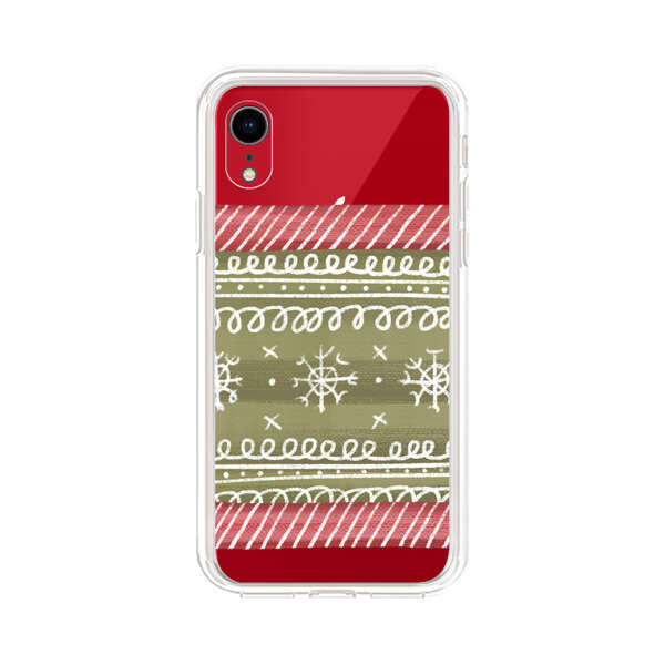Winter Pattern with Snowflakes and Red Stripes iPhone XR Case