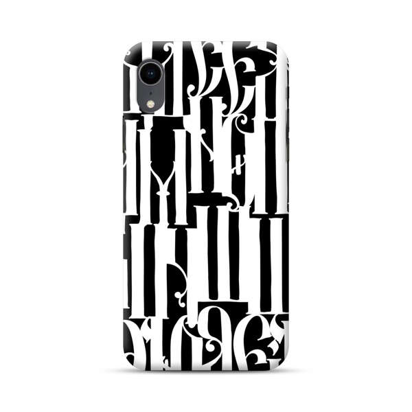 Abstract Black and White Pattern with Ornamental Letters iPhone XR Hard Case