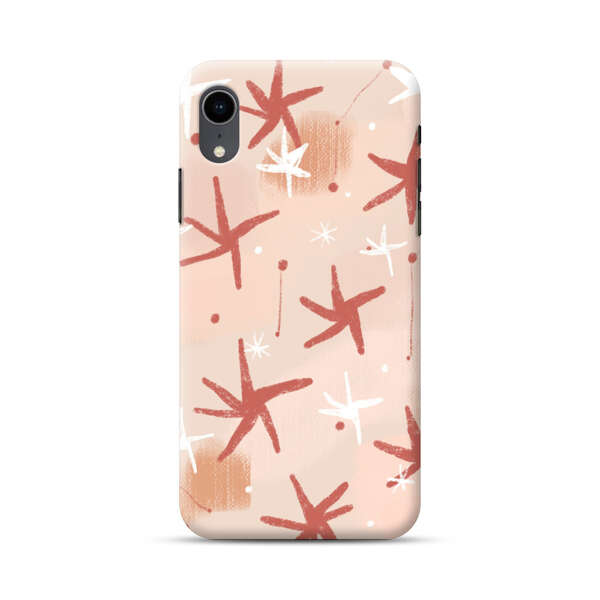 Abstract Star Pattern Red and White on Beige Background iPhone XR Hard Case