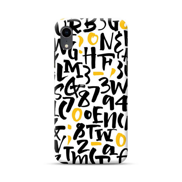 Abstract Typography Letter Number Pattern iPhone XR Hard Case
