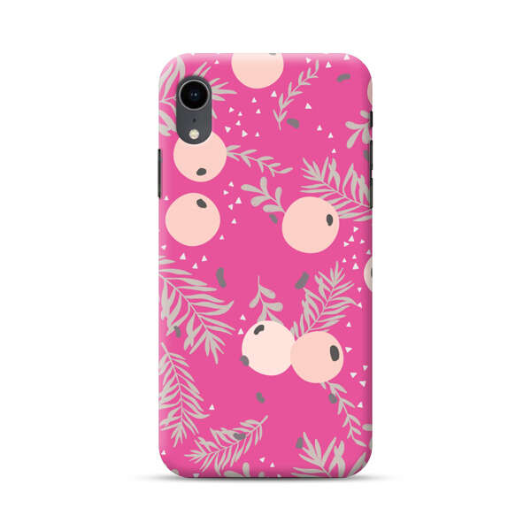 Berries Floral Pattern Pink Background iPhone XR Hard Case