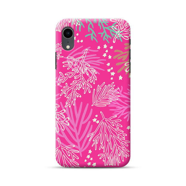 Bright Pink Tropical Leaf Pattern iPhone XR Hard Case