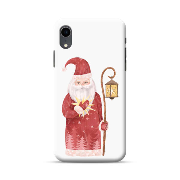 Charming Santa Claus Holding Glowing Heart and Lantern iPhone XR Hard Case