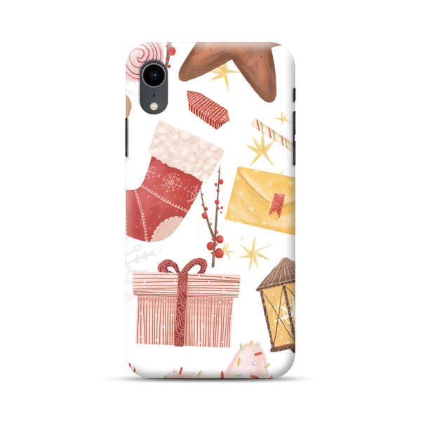 Christmas Festive Pattern with Gingerbread and Gifts iPhone XR Hard Case