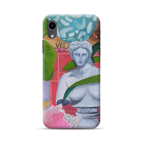 Classical Venus Bust with Green Leaves and Vibrant Vases iPhone XR Hard Case