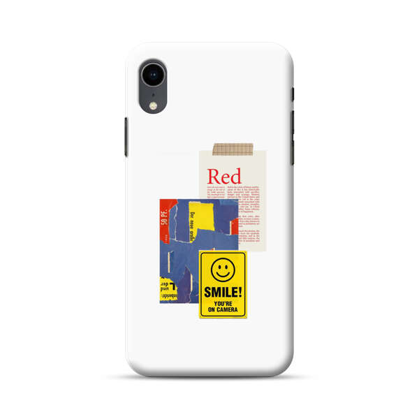 Collage Torn Paper Smiley Face Yellow Sign iPhone XR Hard Case