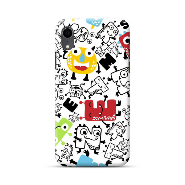 Colorful Cartoon Monsters Letters Pattern iPhone XR Hard Case