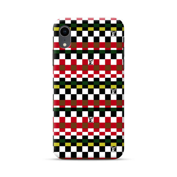 Colorful Checkerboard Stripes Pattern iPhone XR Hard Case