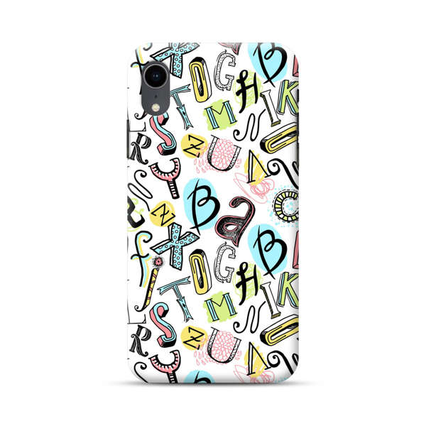 Colorful Scattered Alphabet Letters Pattern iPhone XR Hard Case