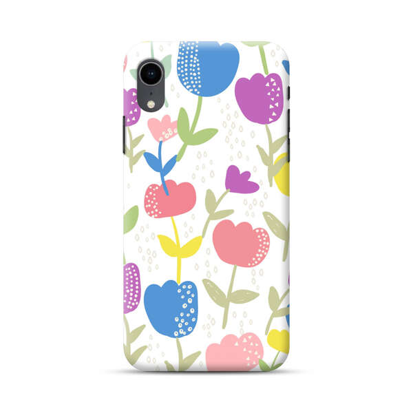 Colorful Tulip Floral Pattern iPhone XR Hard Case