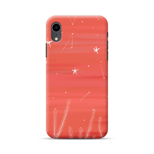 Coral Night Sky with Stars and Plants iPhone XR Hard Case