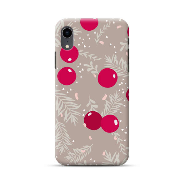 Cranberries and pine branches holiday pattern iPhone XR Hard Case