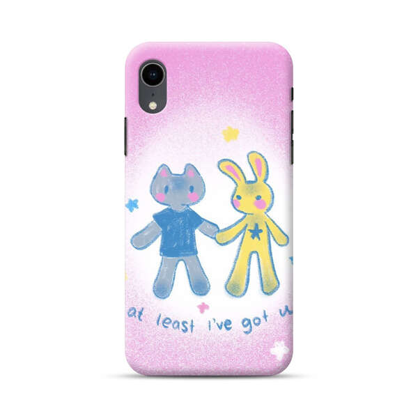 Cute Cat and Rabbit Holding Hands iPhone XR Hard Case