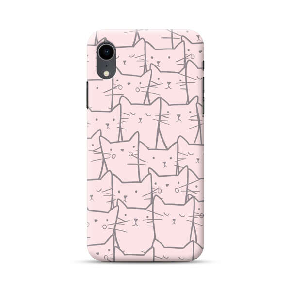 Cute Hand Drawn Cat Pattern iPhone XR Hard Case