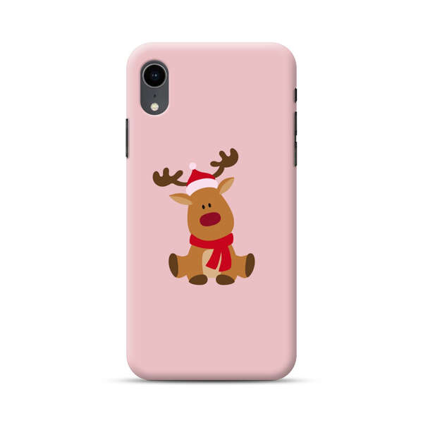 Cute Reindeer with Santa Hat and Red Scarf iPhone XR Hard Case