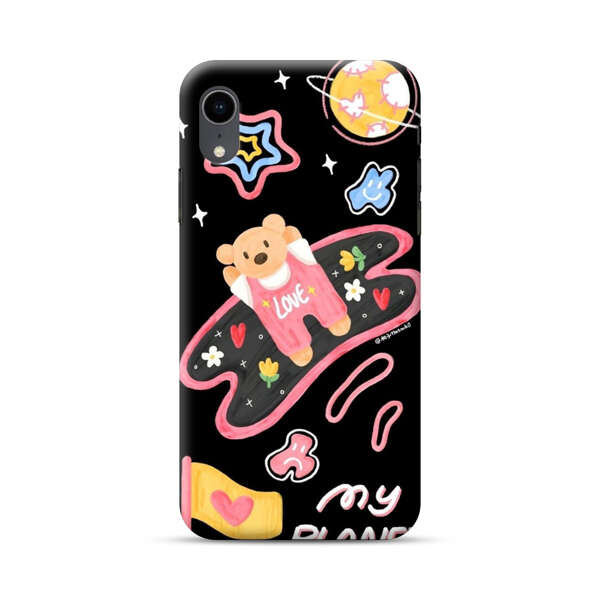 Cute Teddy Bear Love Space Design iPhone XR Hard Case