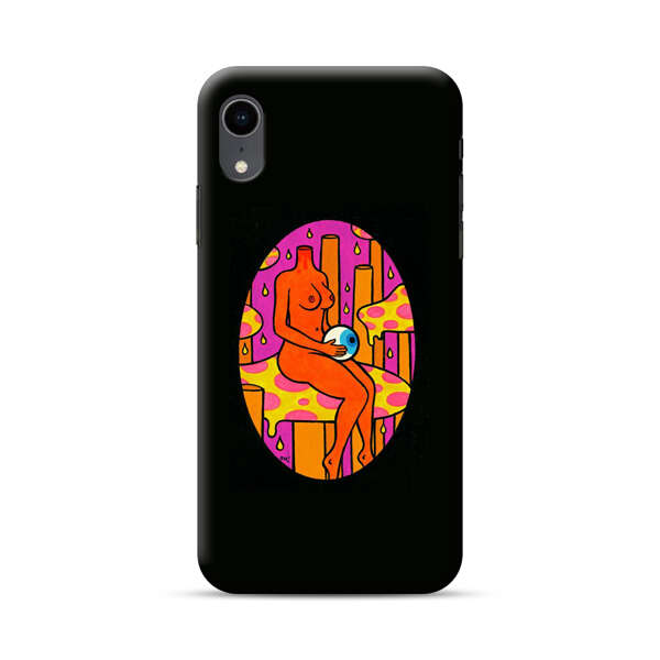 Faceless Nude Figure Holding Sphere Abstract Art iPhone XR Hard Case