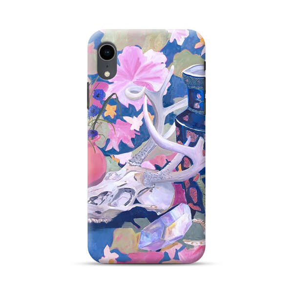 Floral Ornate Vases with Antlers Skull and Crystal iPhone XR Hard Case