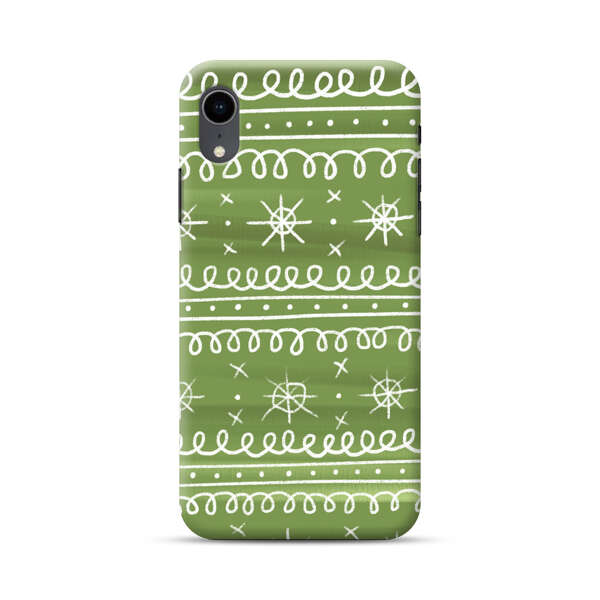 Green White Stars Loop Pattern iPhone XR Hard Case