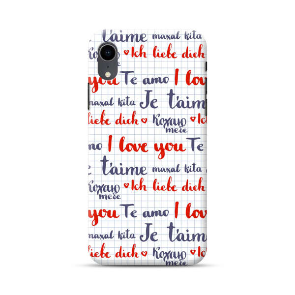Love Message Multilingual Pattern iPhone XR Hard Case